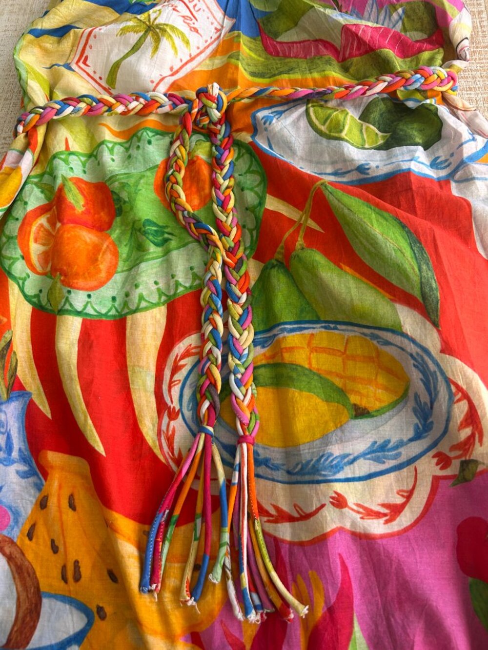 Farm Rio Multicolor Summer Picnic Midi Dress Size Medium NWT - Picture 8 of 12